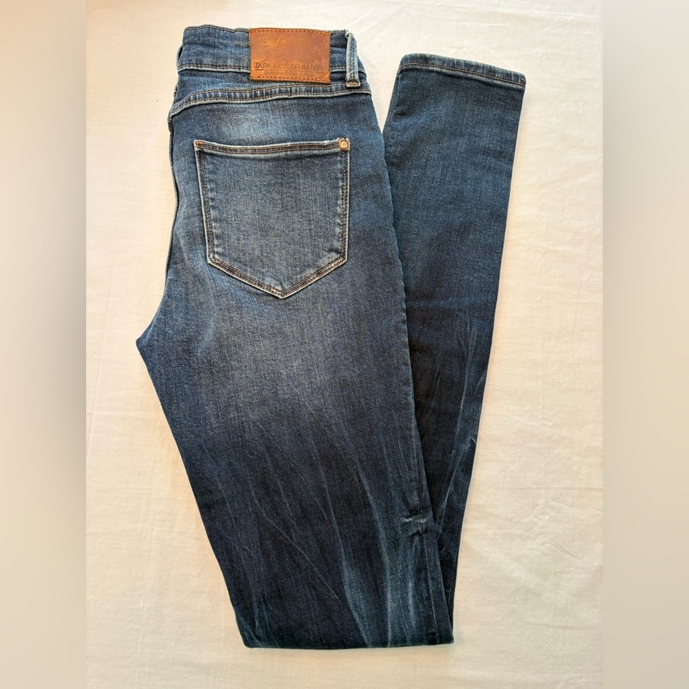 ZARA BASIC Jeans Mid Rise Skinny Fit Blue Denim Women’s 4
